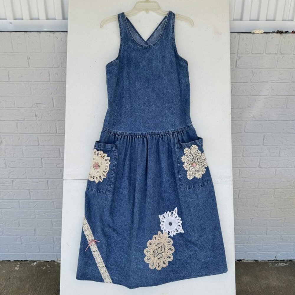 Vintage Handmade Doily Embroidered Dress Women's XS